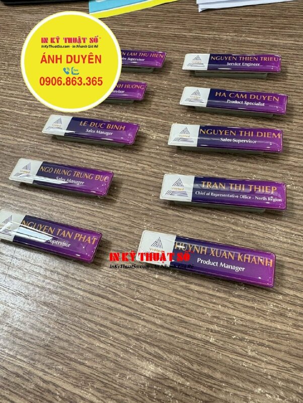 In logo công ty UV DTF dán lên mọi vật liệu phẳng, chống nước, bền màu, tem nổi logo - INKTS1599