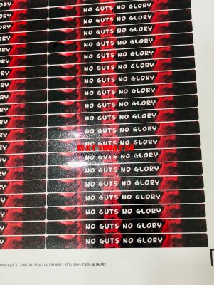 In tem dán theo yêu cầu, Decal sữa in tem dán slogan No Guts No Glory - INKTS1762