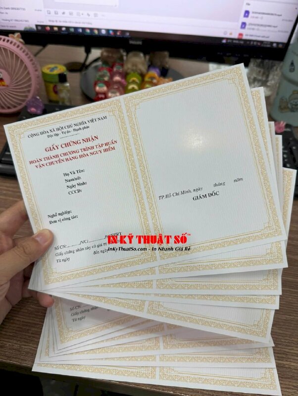 In phôi giấy chứng nhận certificate Hoàn thành chương trình tập huấn cho công ty, doanh nghiệp - INKTS3010