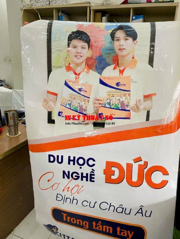 In Decal trong suốt khổ lớn dán cửa kính ra vào văn phòng trung tâm tư vấn du học &amp; xuất khẩu lao động - INKTS2808