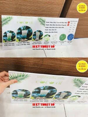 In menu treo tường in trên chất liệu formex quán nước dừa dứa trân châu dừa - INKTS1570
