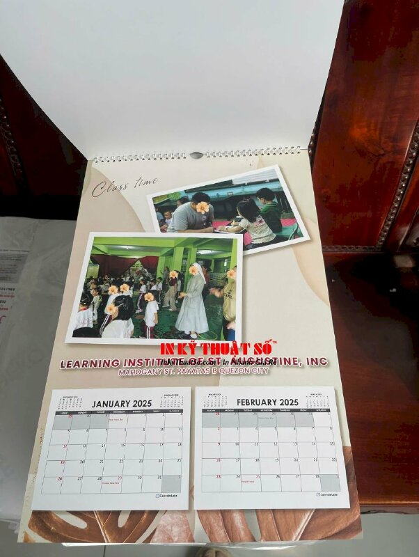 In lịch 7 tờ in 50 cuốn size 47cm x 31.5cm cho trường mầm non ma sơ, hàng gửi đi Philippines từ TPHCM - INKTS3004