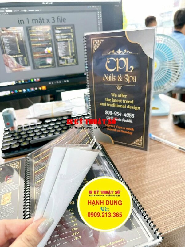 Làm menu tiệm Nails &amp; Spa bằng tiếng Anh, hàng gửi đi Colorado Mỹ từ TPHCM - INKTS2784