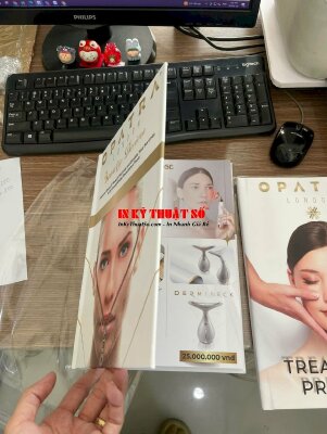 In quyển menu Spa kiểu photobook sang trọng, menu bìa bồi Carton bồi phẳng, đóng gáy mở phẳng Lay Flat Binding - INKTS3023