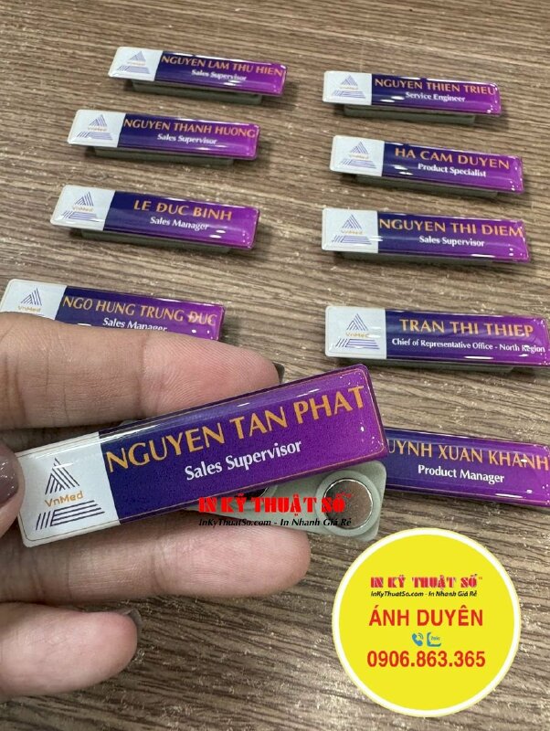 In logo công ty UV DTF dán lên mọi vật liệu phẳng, chống nước, bền màu, tem nổi logo - INKTS1599