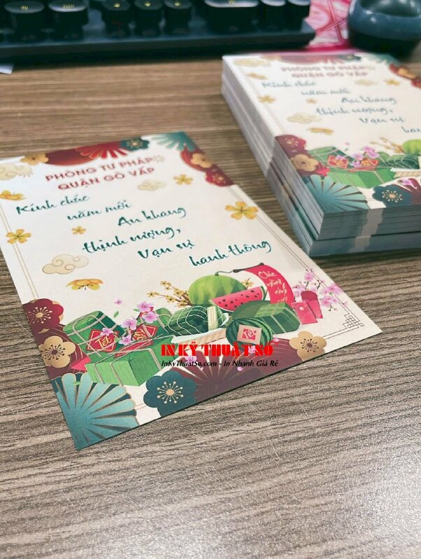 In thiệp mừng năm mới, thiệp chúc Tết size 10cm x 15cm, in nhanh thiệp - INKTS3003