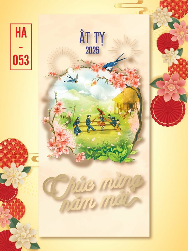 Thiết kế in phong bao lì xì đỏ Bé Rắn Ất Tỵ Múa Rồng Happy New Year - Mã HA051 - INKTS2610