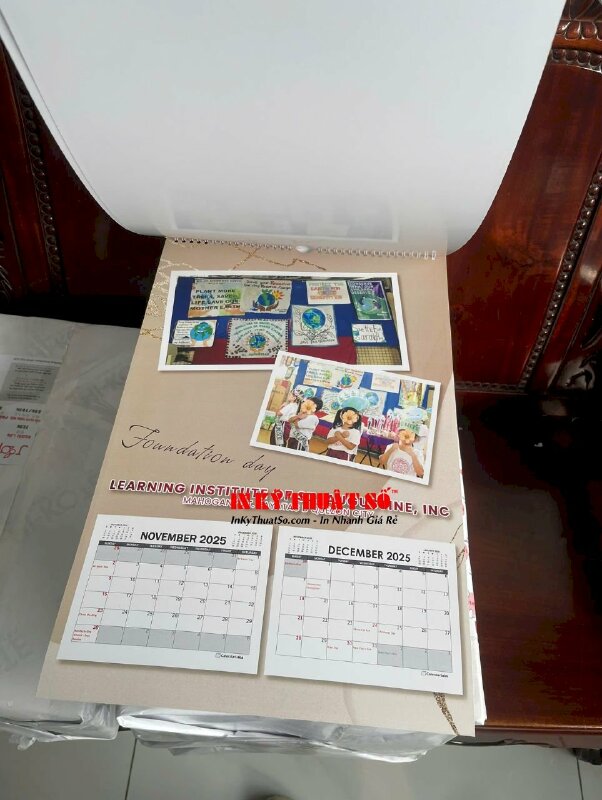 In lịch 7 tờ in 50 cuốn size 47cm x 31.5cm cho trường mầm non ma sơ, hàng gửi đi Philippines từ TPHCM - INKTS3004