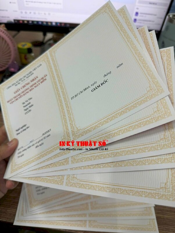 In phôi giấy chứng nhận certificate Hoàn thành chương trình tập huấn cho công ty, doanh nghiệp - INKTS3010