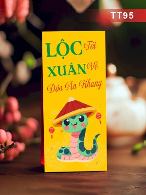 Thiết kế bao lì xì màu vàng Lộc Tới Xuân Về Đón An Khang - Mã TT95 - INKTS2712