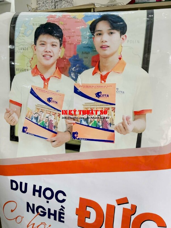 In Decal trong suốt khổ lớn dán cửa kính ra vào văn phòng trung tâm tư vấn du học &amp; xuất khẩu lao động - INKTS2808