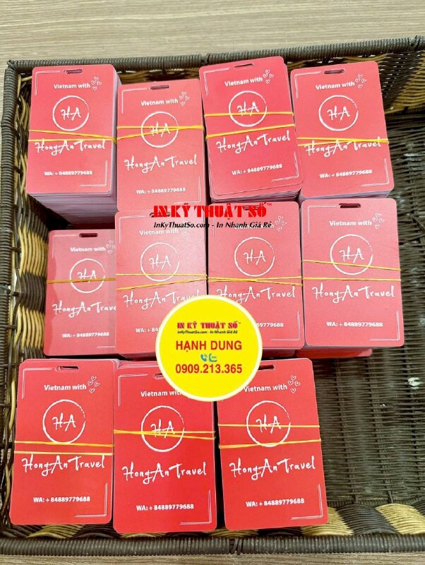 Thẻ hành lý, tag treo hành lý in logo &amp; số liên hệ công ty lữ hành Travel - INKTS2883