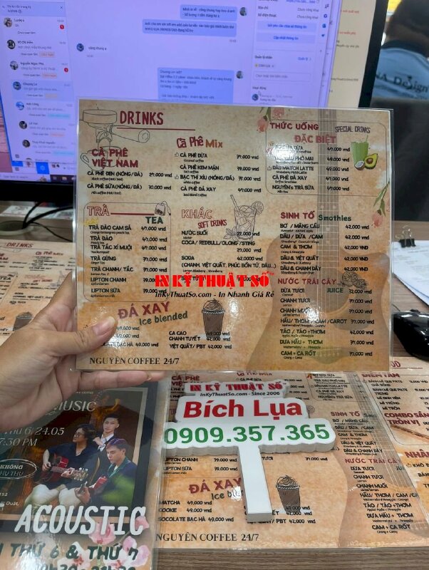 In tờ rơi khổ A5 gắn standee để bàn mica trong, in tờ rơi tiếng Anh - INKTS1888