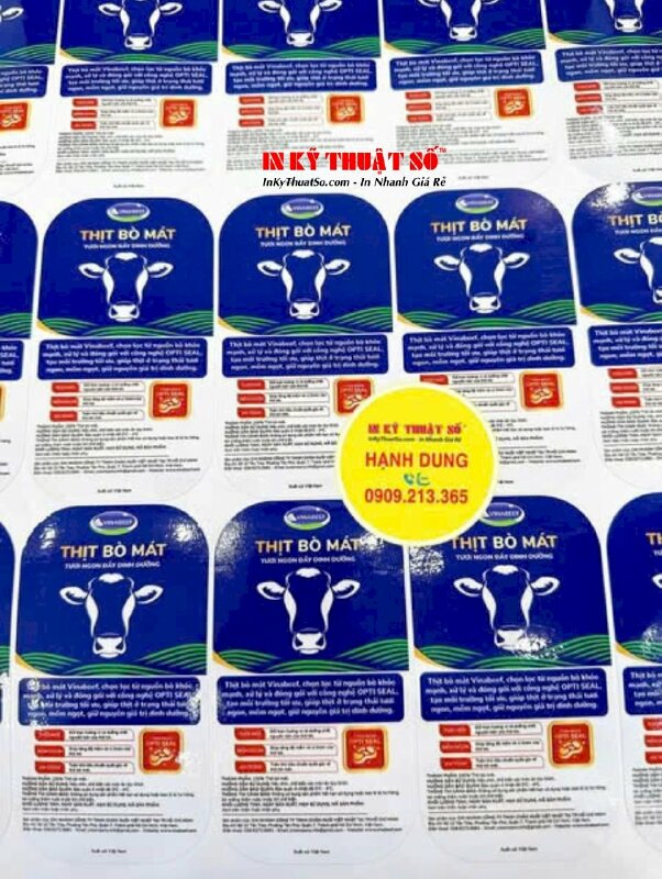In tem nhãn thực phẩm đông lạnh thịt bò mát, in Decal sữa cán màng bóng chống nước, để được trong tủ đông/tủ mát - INKTS2984