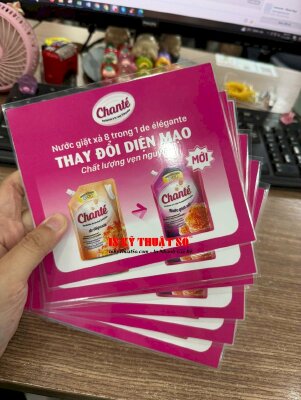 In bảng thông tin Thay đổi bao bì sản phẩm treo tại quầy kệ sản phẩm, in giấy C300gsm ép plastic - INKTS3012