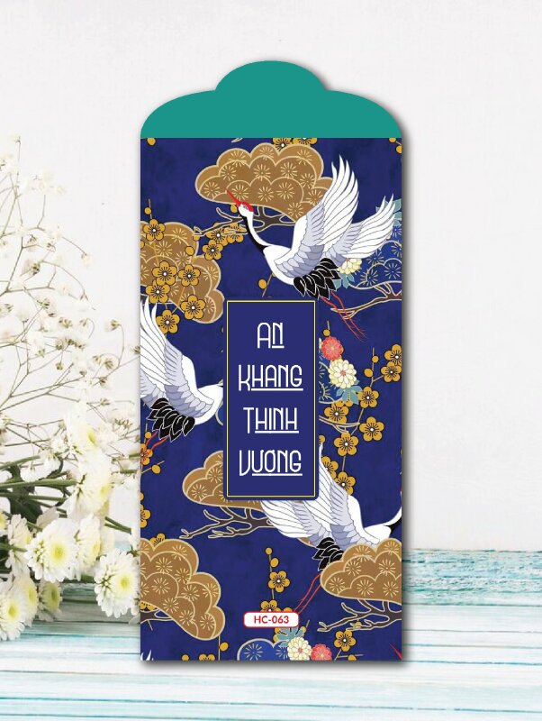 In bao lì xì Bách Hạc Vờn Mây Song Tết Đến Xuân Về Sức Khỏe Tràn Trề - Mã HC061 - INKTS2558