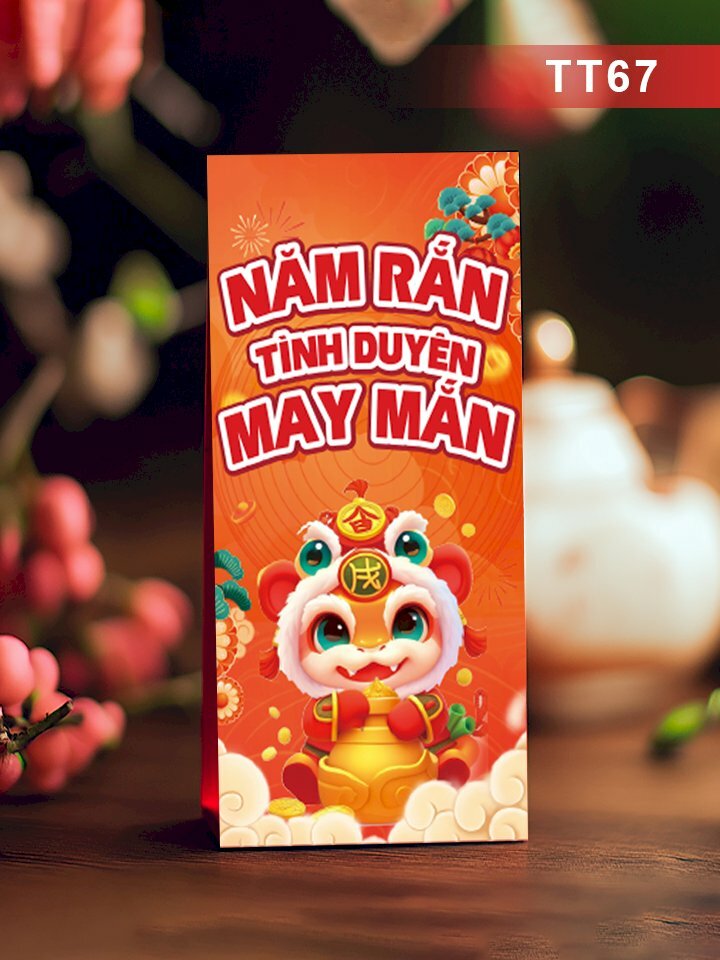 In bao lì xì màu xanh lá cây 2025 Xuân Ất Tỵ - Mã TT65 - INKTS2682
