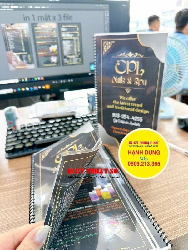 Làm menu tiệm Nails &amp; Spa bằng tiếng Anh, hàng gửi đi Colorado Mỹ từ TPHCM - INKTS2784