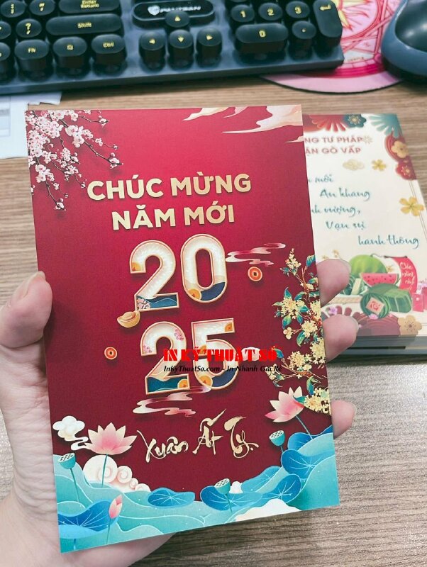 In thiệp mừng năm mới, thiệp chúc Tết size 10cm x 15cm, in nhanh thiệp - INKTS3003