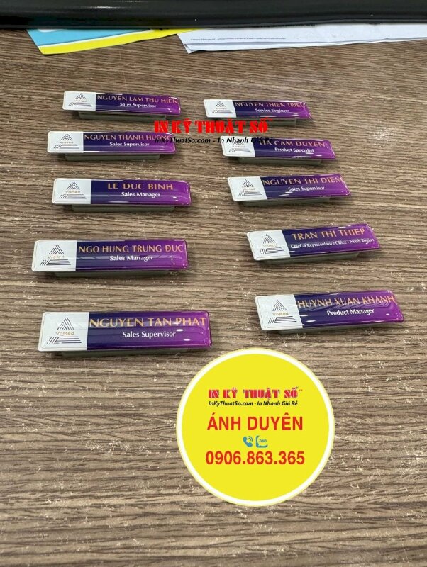 In logo công ty UV DTF dán lên mọi vật liệu phẳng, chống nước, bền màu, tem nổi logo - INKTS1599