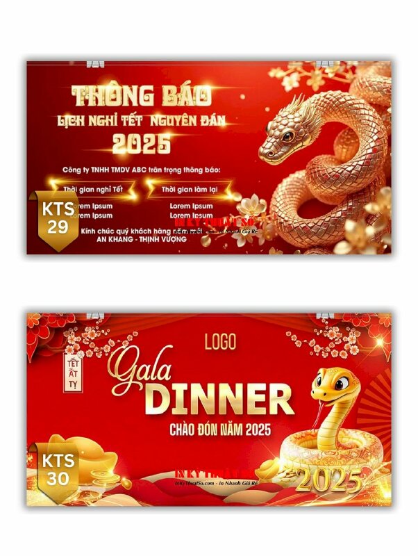 Thiết kế Backdrop theo yêu cầu làm banner Thông báo Lịch Nghỉ Tết Nguyên Đán, Gala Dinner - INKTS2968