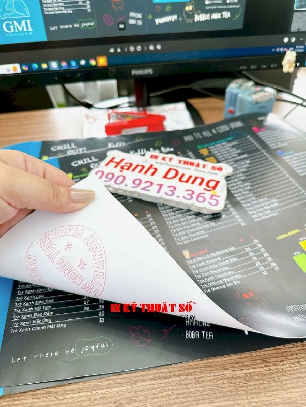 In menu thực đơn quán cơm chay, in menu tấm cầm tay ép plastic khổ A4 - INKTS1668