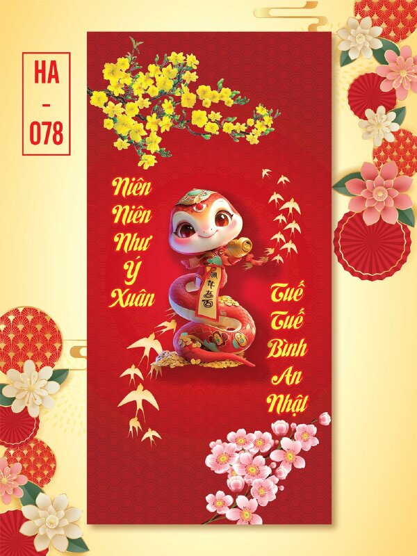 In phong bao lì xì hoa Mẫu Đơn Đỏ Cung Chúc Tân Xuân - Mã HA076 - INKTS2635