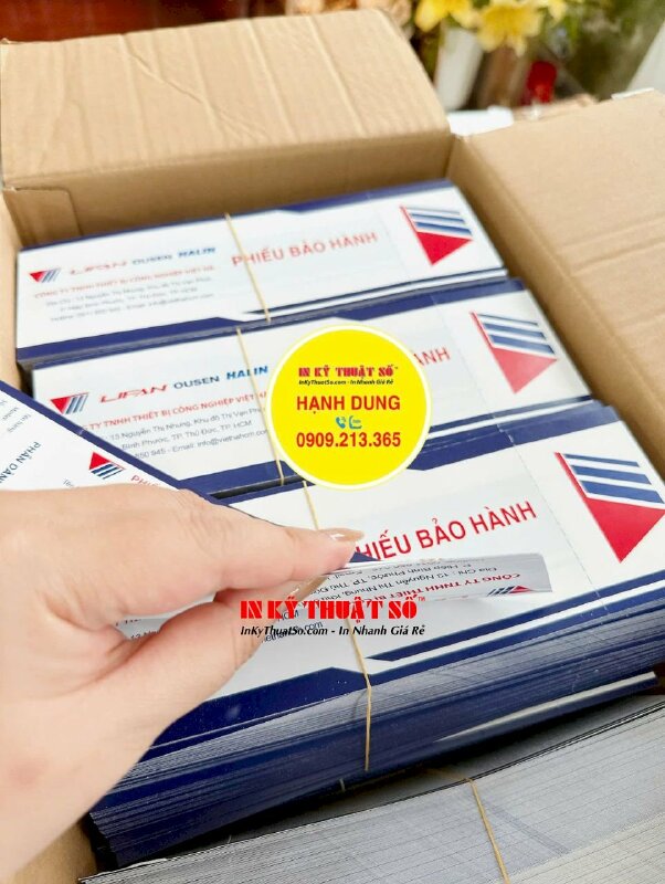 In phiếu bảo hành thiết bị máy công nông nghiệp, in Offset 2 mặt, cấn răng cưa 1 đường - INKTS2995