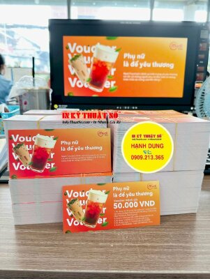 In Voucher quà tặng khuyến mãi quán Cafe, in Offset Voucher - INKTS2875