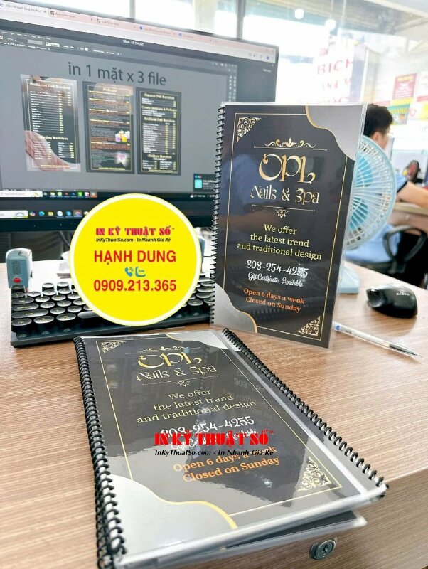 Làm menu tiệm Nails &amp; Spa bằng tiếng Anh, hàng gửi đi Colorado Mỹ từ TPHCM - INKTS2784