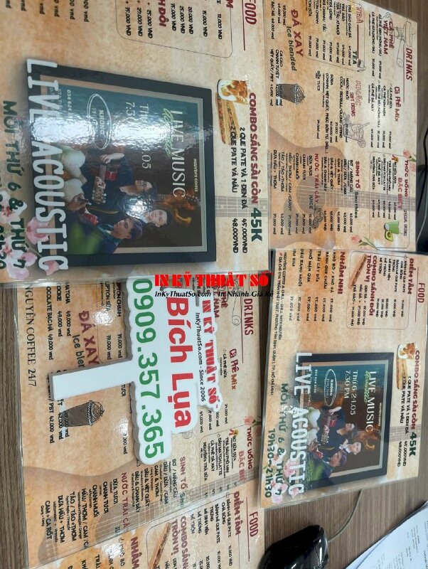 In tờ rơi khổ A5 gắn standee để bàn mica trong, in tờ rơi tiếng Anh - INKTS1888