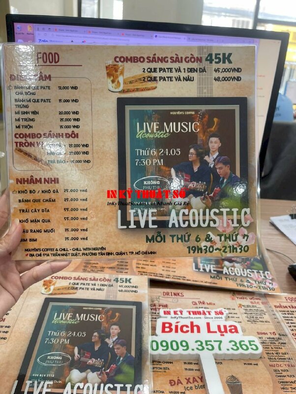 In tờ rơi khổ A5 gắn standee để bàn mica trong, in tờ rơi tiếng Anh - INKTS1888