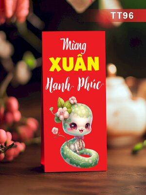 Thiết kế bao lì xì đỏ trơn Mừng Xuân Hạnh Phúc - Mã TT96 - INKTS2713