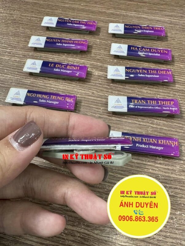 In logo công ty UV DTF dán lên mọi vật liệu phẳng, chống nước, bền màu, tem nổi logo - INKTS1599