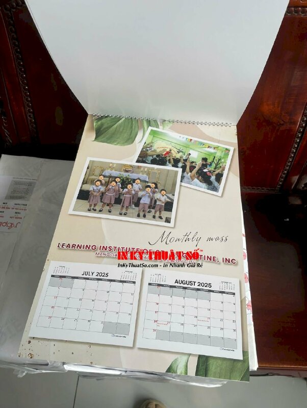 In lịch 7 tờ in 50 cuốn size 47cm x 31.5cm cho trường mầm non ma sơ, hàng gửi đi Philippines từ TPHCM - INKTS3004