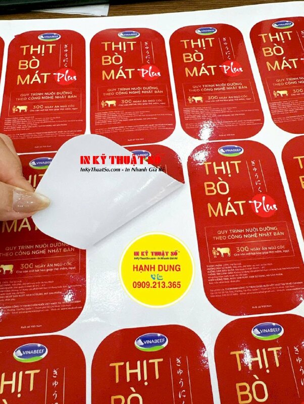 In tem dán thực phẩm đông lạnh chống nước, bỏ tủ mát/tủ đông, in tem Decal sữa sản phẩm thịt bò mát - INKTS2983