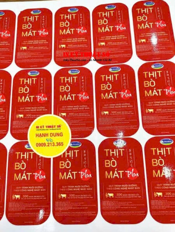 In tem dán thực phẩm đông lạnh chống nước, bỏ tủ mát/tủ đông, in tem Decal sữa sản phẩm thịt bò mát - INKTS2983