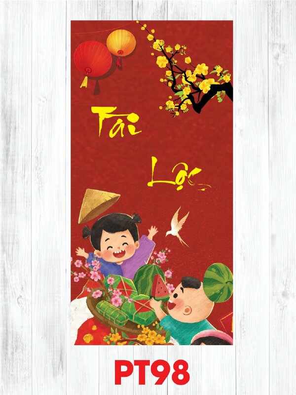 Thiết kế phong bao lì xì dễ thương Happy New Year - Mã PT96 - INKTS2553