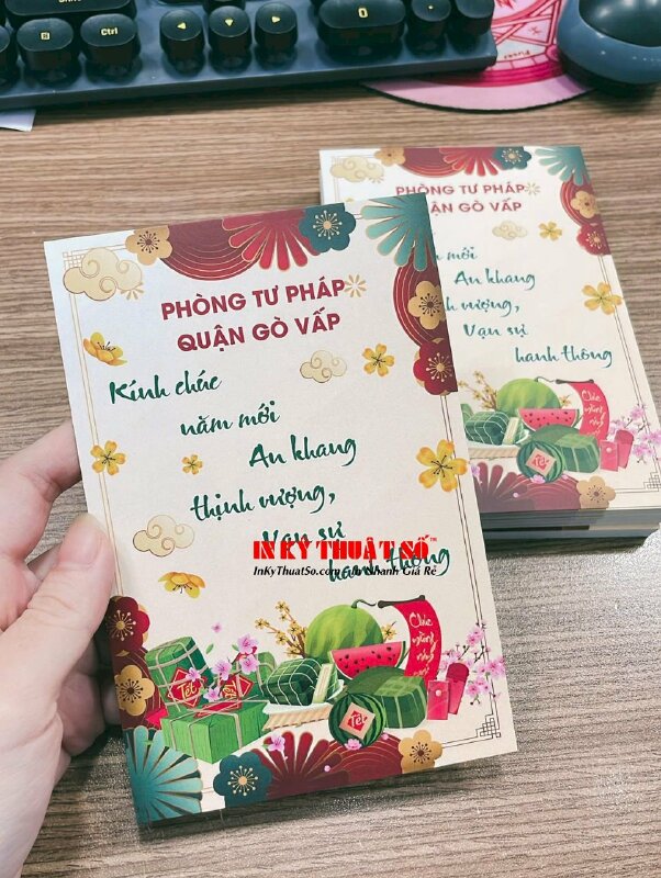 In thiệp mừng năm mới, thiệp chúc Tết size 10cm x 15cm, in nhanh thiệp - INKTS3003