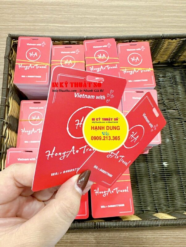 Thẻ hành lý, tag treo hành lý in logo &amp; số liên hệ công ty lữ hành Travel - INKTS2883