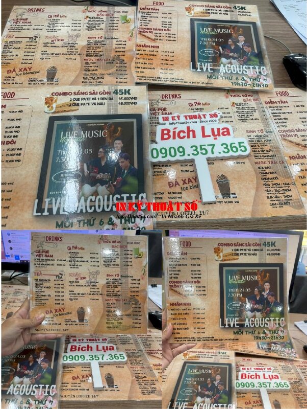 In tờ rơi khổ A5 gắn standee để bàn mica trong, in tờ rơi tiếng Anh - INKTS1888