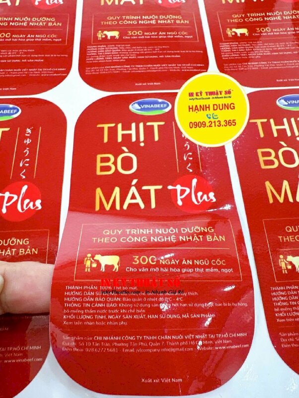 In tem dán thực phẩm đông lạnh chống nước, bỏ tủ mát/tủ đông, in tem Decal sữa sản phẩm thịt bò mát - INKTS2983