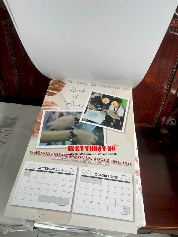 In lịch 7 tờ in 50 cuốn size 47cm x 31.5cm cho trường mầm non ma sơ, hàng gửi đi Philippines từ TPHCM - INKTS3004