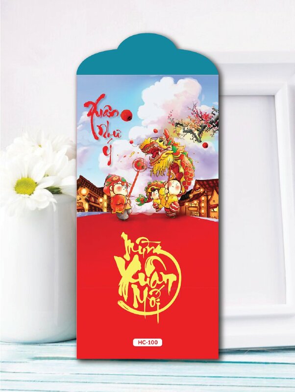 Thiết kế bao lì xì Bé Trai Bé Gái Áo Dài Tết Đến Xuân Về Sức Khỏe Tràn Trề - Mã HC098 - INKTS2595