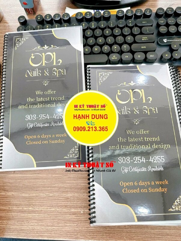 Làm menu tiệm Nails &amp; Spa bằng tiếng Anh, hàng gửi đi Colorado Mỹ từ TPHCM - INKTS2784