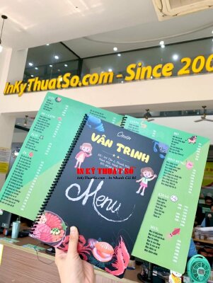 In quyển menu nhựa A4 quán hải sản tươi sống thịt rừng, hàng gửi đi Ninh Thuận từ TPHCM - INKTS1715