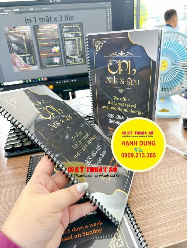 Làm menu tiệm Nails &amp; Spa bằng tiếng Anh, hàng gửi đi Colorado Mỹ từ TPHCM - INKTS2784