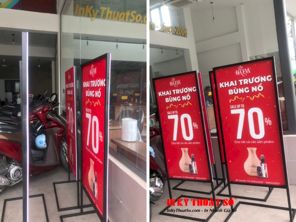 Standee chân sắt, khung sắt đứng ngoài trời chịu gió, mưa TPHCM - Báo giá, thiết kế kích thước theo yêu cầu