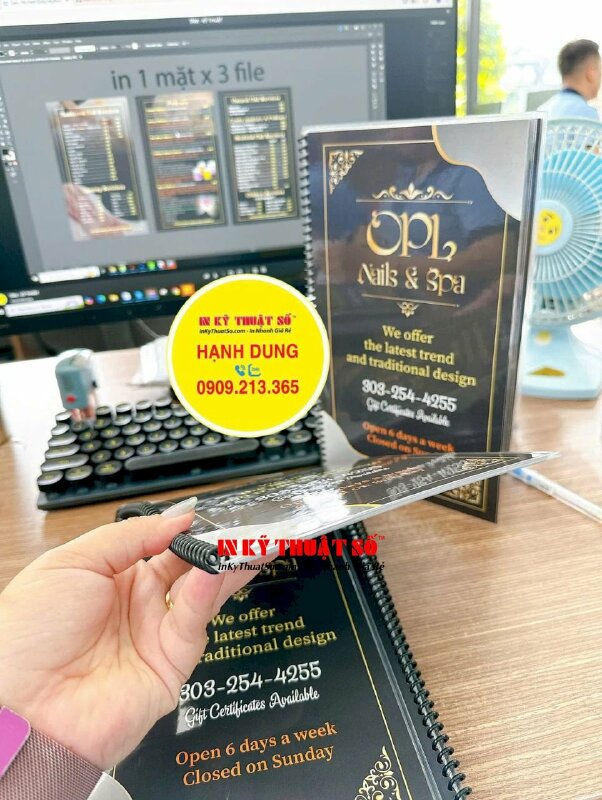 Làm menu tiệm Nails &amp; Spa bằng tiếng Anh, hàng gửi đi Colorado Mỹ từ TPHCM - INKTS2784