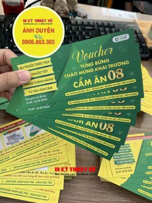 In ấn Voucher nhận quà tặng nhân sự kiện khai trương nhà thuốc Pharma, hàng gửi về Tiền Giang từ TPHCM - INKTS1699